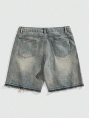 Rhinestone Wide-Leg Denim Shorts