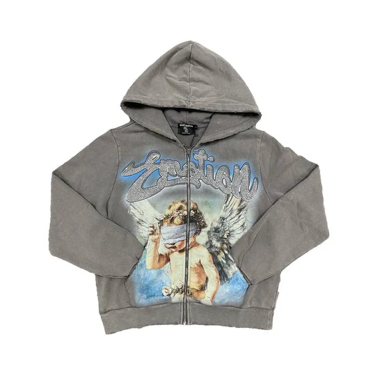 Grey Rhinestone Hoodie