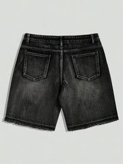 Rhinestone Wide-Leg Denim Shorts